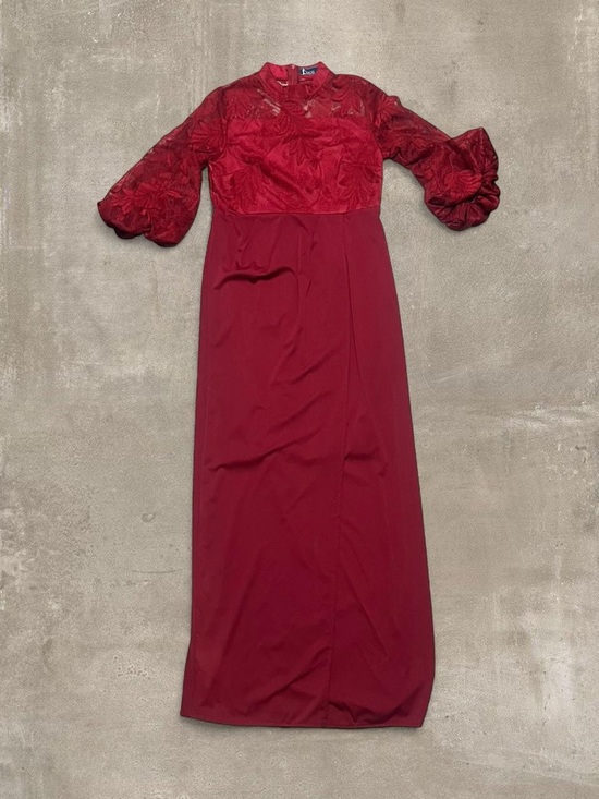 Coco Collection Dresses & Skirts - Vintage Coco Collection Burgundy Lace Maxi Dress | Sheer Sleeve Formal Gown